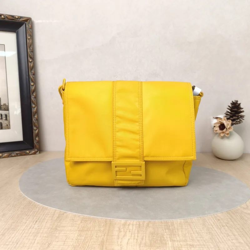 FENDI Crossbody Bag Crossbody Bag Yellow Nylon One Size23 × 7 × 22 cm