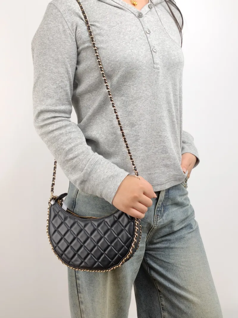 Chanel Shoulder Bag Black Lambskin Small 20 × 6 × 15 cm — on-model view 2 of 2