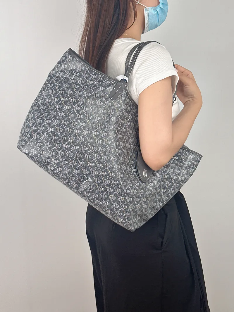 GOYARD Shoulder Bag SAINT LOUIS Shopping Tote Grey PVC Small 34 × 15 × 28 cm — on-model view 1 of 2
