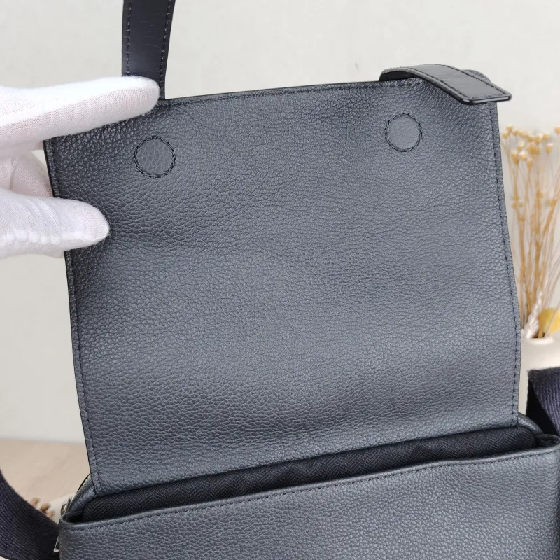 LOEWE Crossbody Bag Military Messenger Messenger Bag Grey Calfskin 25 × 9 × 18 cm — detail view 8 of 12
