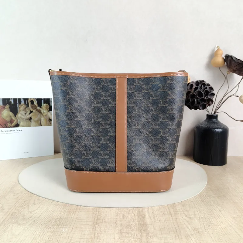 CELINE Crossbody Bag Triomphe Bucket Bag Monogram PVC Medium 24 × 18 × 27 cm — cover view 5 of 5