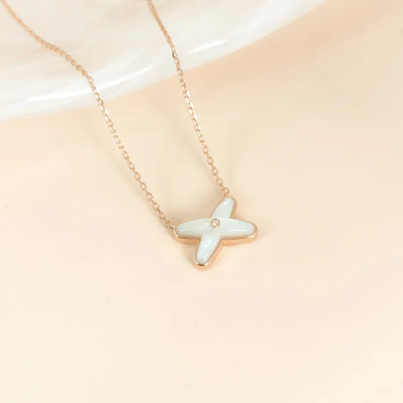 CHAUMET Necklace Jeux de Liens · Collection · Necklace White Mother-of-Pearl Diamond18KR ose Gold One Size 39mm — cover view 4 of 11
