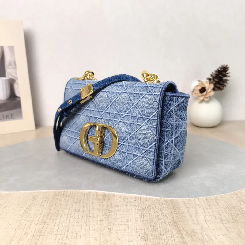DIOR Crossbody Bag Caro Chain Bag Blue Small 20 × 7 × 13.5 cm — cover view 2 of 5