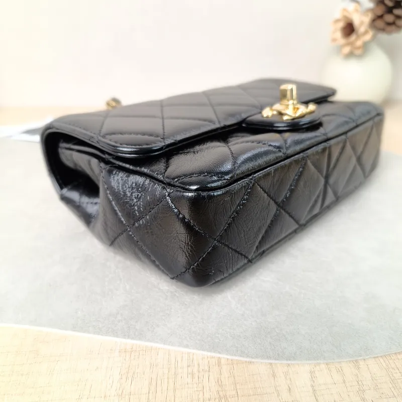 Chanel Shoulder Bag cf mini Black Waxed Leather mini 20 × 5 × 12 cm — detail view 6 of 12