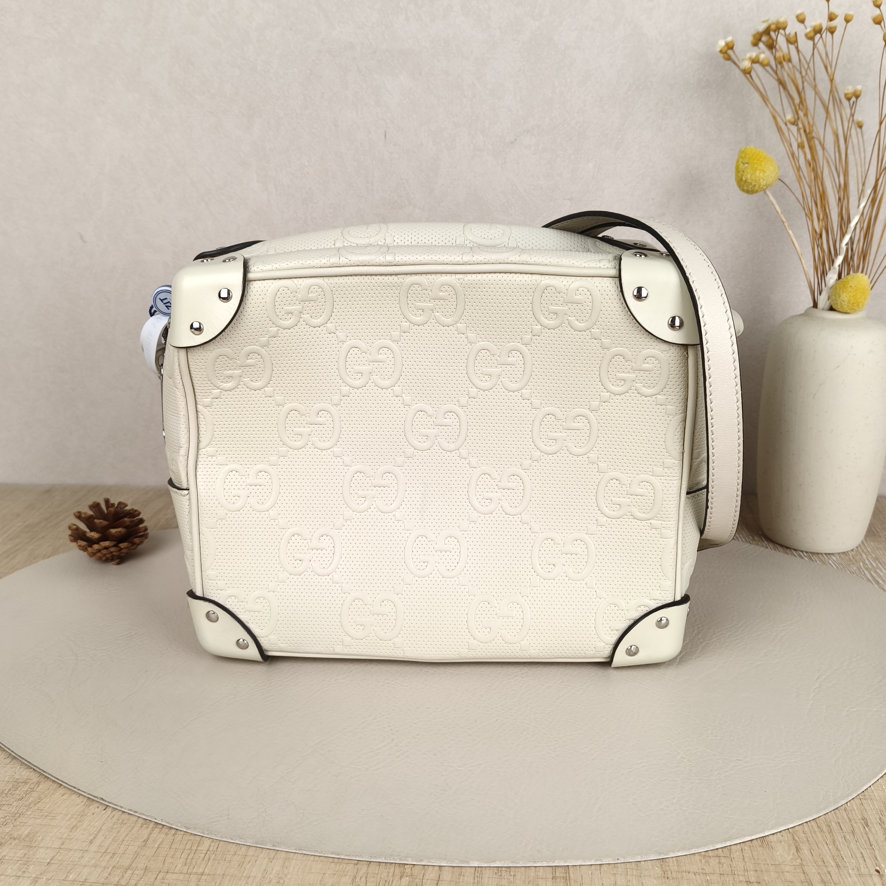 GUCCI Crossbody Bag GG Box Bag White Calfskin One Size23 × 10 × 19 cm
