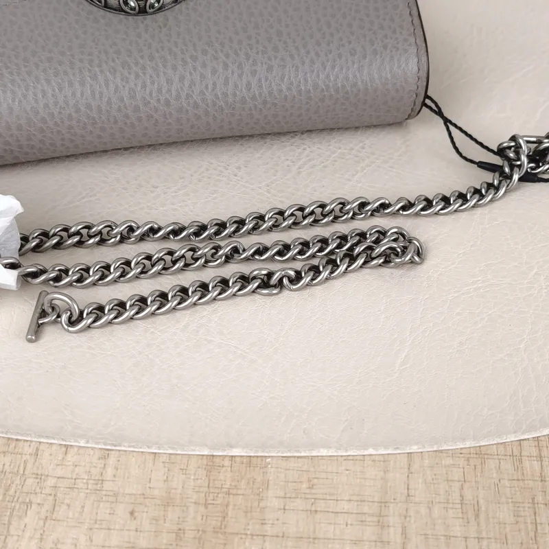 GUCCI Crossbody Bag Dionysus Grey Calfskin Mini 16.5 × 4.5 × 10 cm — detail view 10 of 14