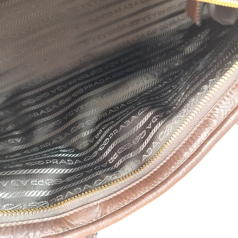 PRADA Shoulder Bag Bonnie Soft Lux Waxed Leather Medium 32 × 12 × 15.5 cm — detail view 3 of 11