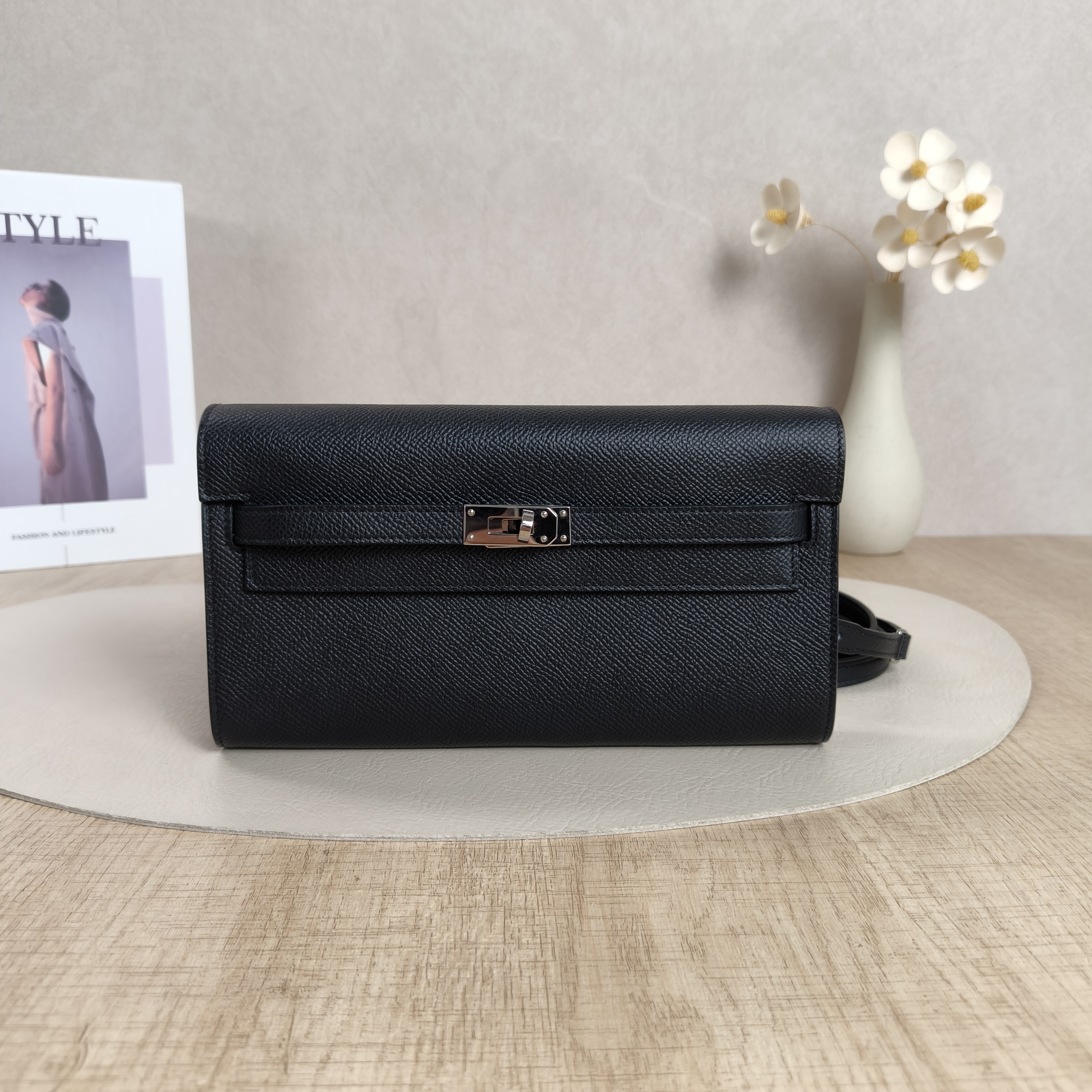 Hermès Crossbody Bag Kelly To Go Edition Walletwoc89Black Epsom Embossed Calfskin One Size20 × 3 × 11 cm