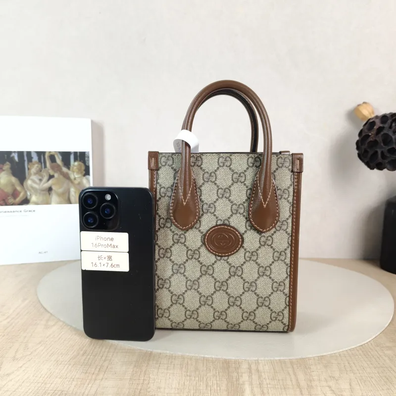 GUCCI Crossbody Bag GG Retro Collection Tote Bag Brown PVC Mini 16 × 7 × 20 cm — cover view 6 of 6