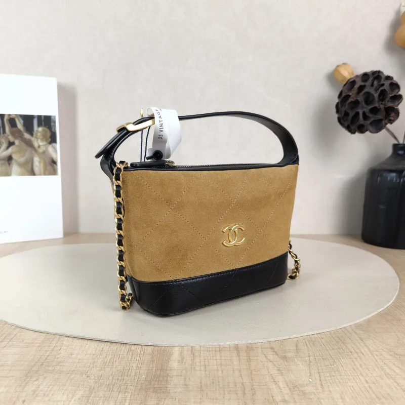 Chanel Crossbody Bag hobo Black Brown Suede Calfskin One Size 15.5 × 6 × 13 cm — cover view 3 of 6