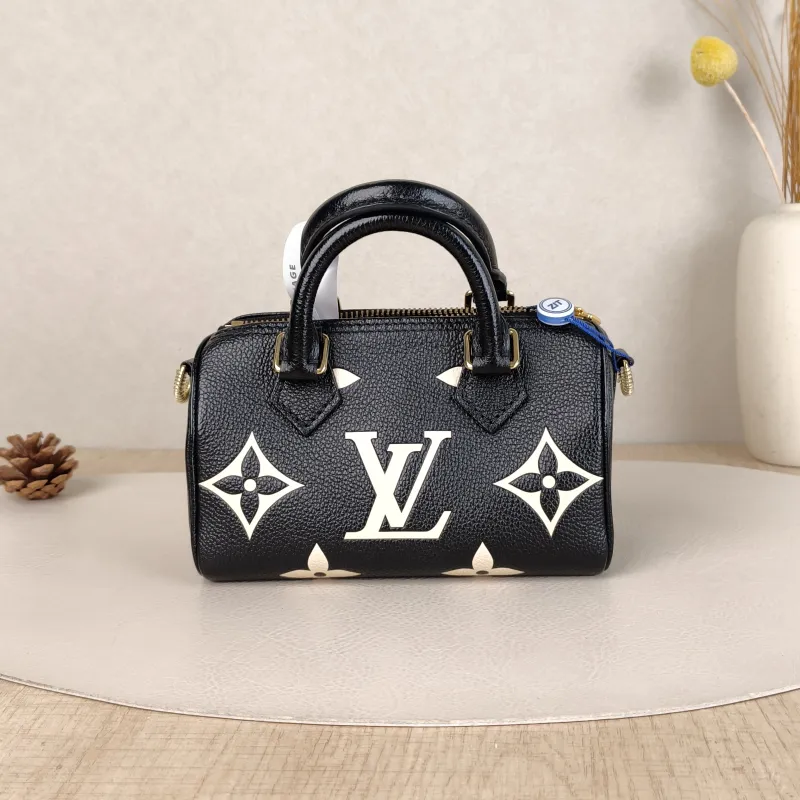Louis Vuitton Crossbody Bag Speedy Nano Black · White Empreinte Embossed Calfskin Monogramnano16 × 7.5 × 10 cm