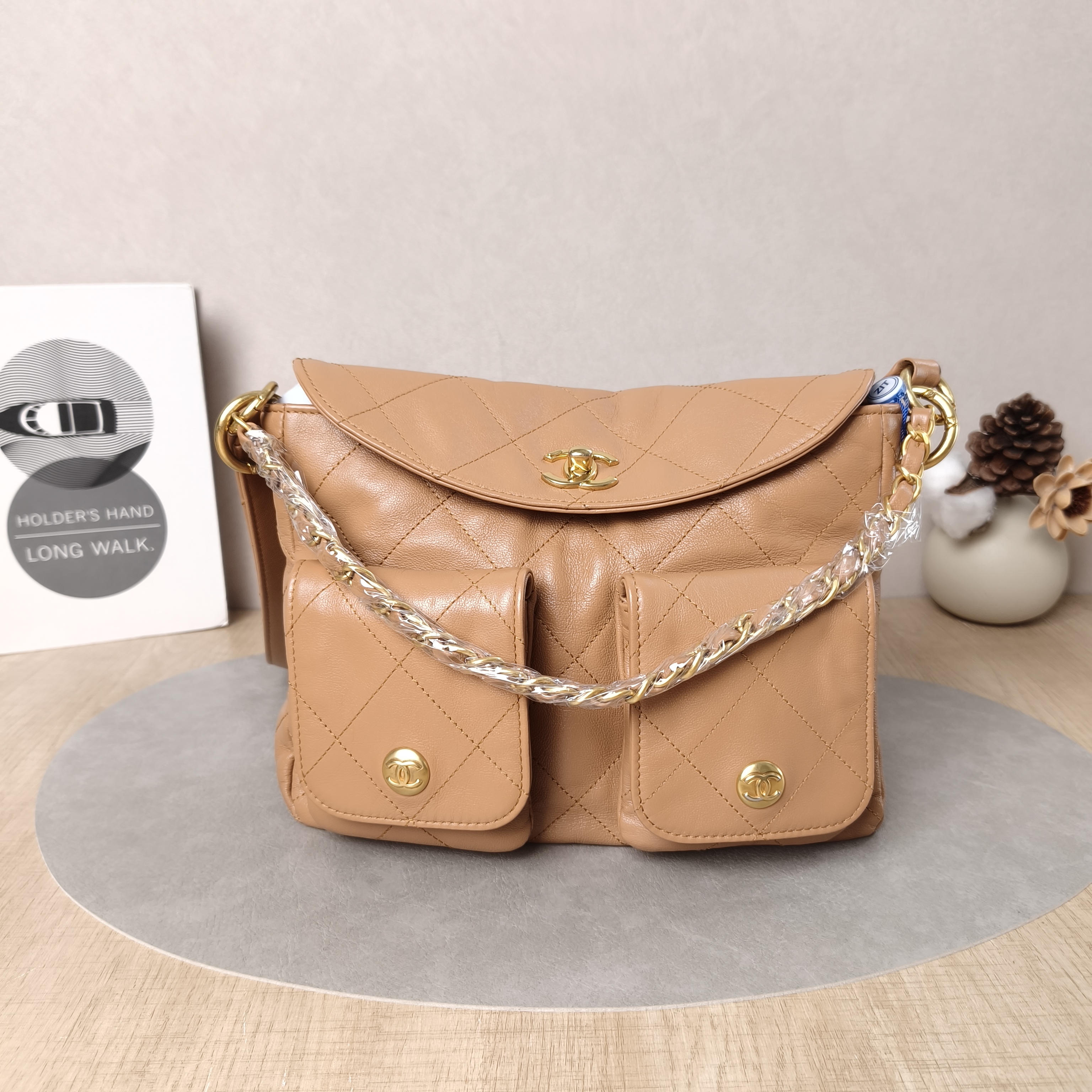 Chanel Shoulder Bag supple twins Brown Calfskin Small24.5 × 5 × 19 cm
