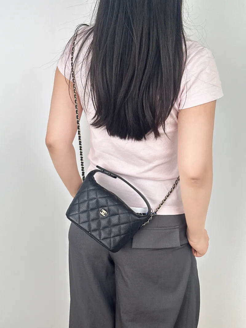 Chanel Crossbody Bag Crossbody Bag Black Grained Calfskin One Size16 × 6 × 13 cm — on-model view 2 of 2