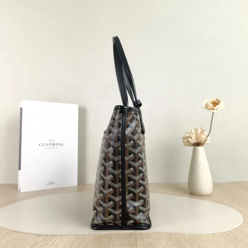 GOYARD Top Handle Bag ANJOU Shopping Tote Black ine Canvas Mini 19.5 × 9 × 19.5 cm — detail view 2 of 11