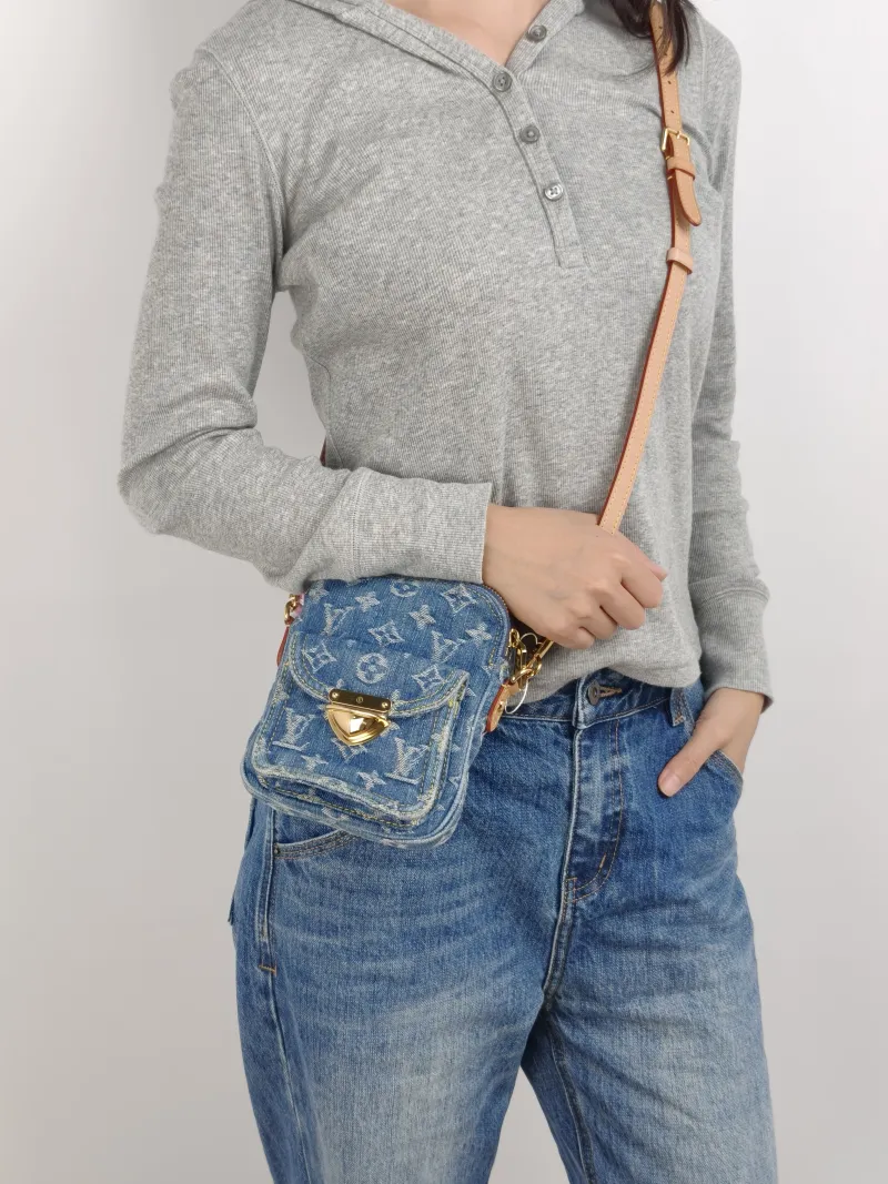 Louis Vuitton Crossbody Bag Fairfax Pochette Camera Bag Blue One Size 14 × 3 × 18 cm — on-model view 1 of 2