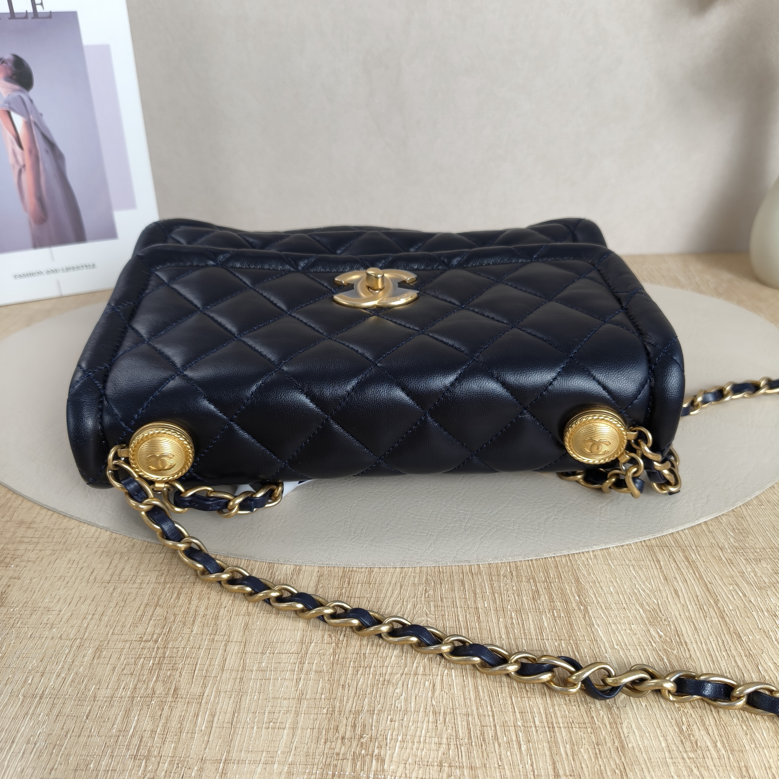 Chanel Crossbody Bagcf Collection Top Handle Crossbody Bag Blue Lambskin Medium25 × 8 × 16 cm — cover view 5 of 13