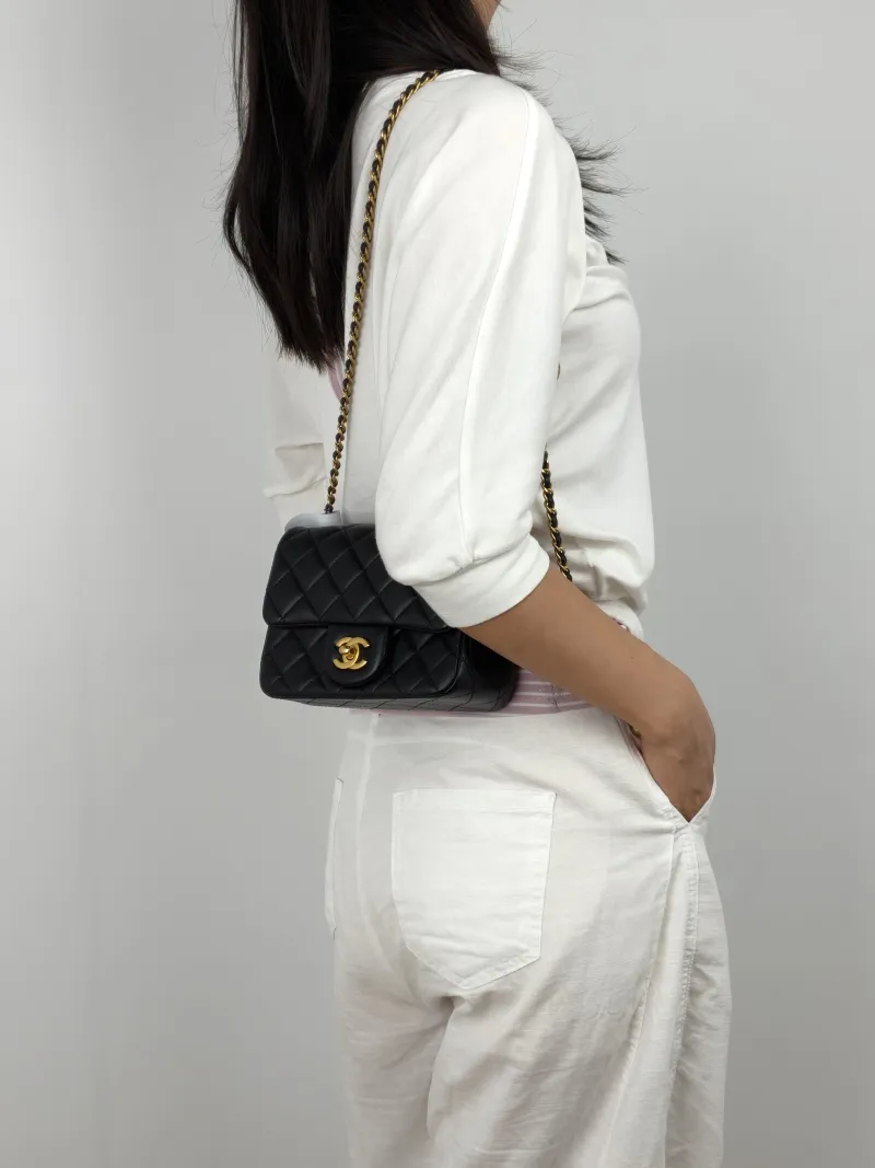 Chanel Crossbody Bag Black Lambskin One Size 17 × 8 × 13.5 cm — on-model view 1 of 3