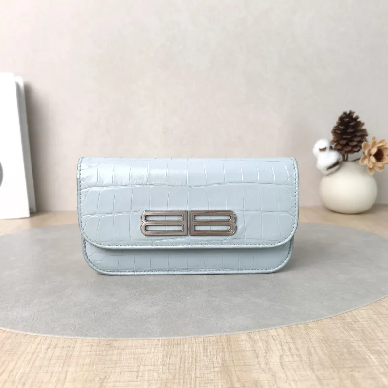 BALENCIAGA Crossbody Bag GOSSIP xs Chain Bag Blue Calfskin XS19 × 7 × 10 cm