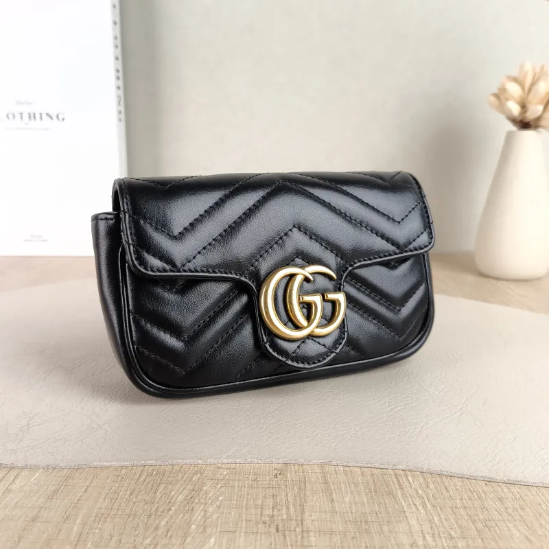 GUCCI Crossbody Bag GG Marmont Mini Marmont Mini Black Calfskin Mini 16.5 × 4.5 × 9.5 cm — cover view 5 of 5