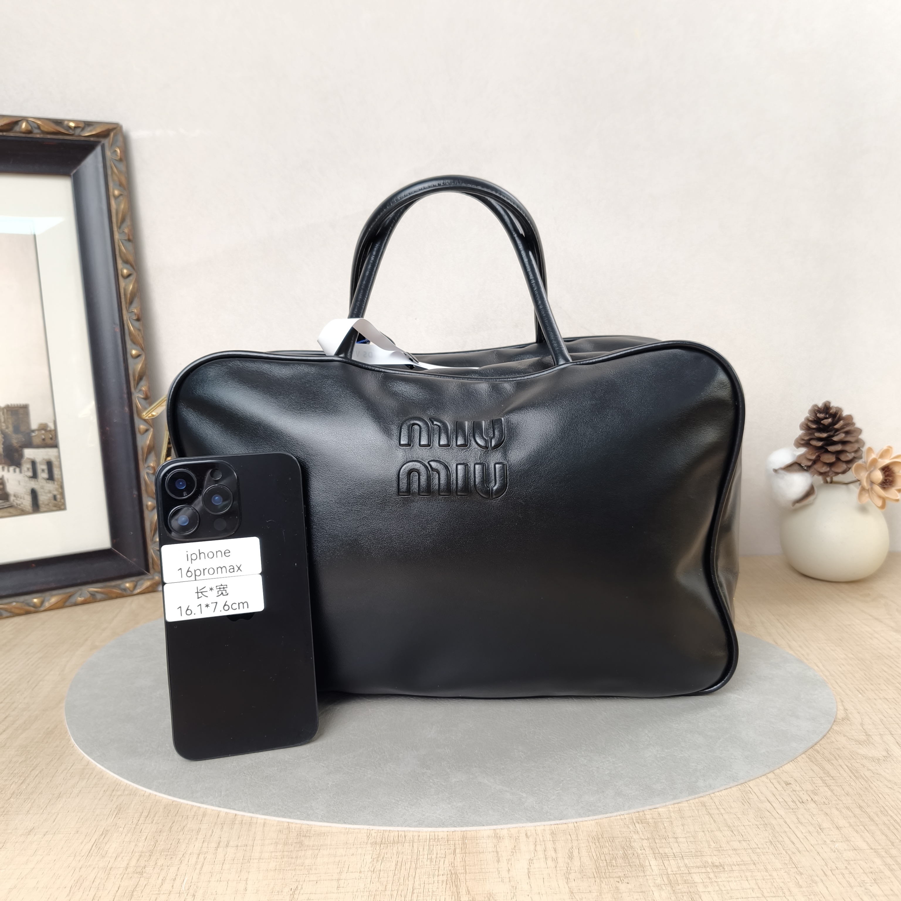 Miumiu Top Handle Bag Beau Black Calfskin Large34 × 10 × 23 cm — cover view 3 of 5