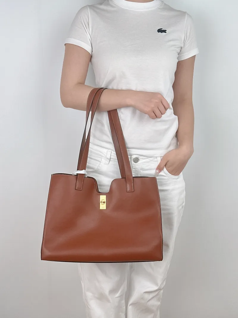 CELINE Shoulder Bag Cabas 16 Tote Bag Caramel Calfskin Large37 × 14 × 26 cm — on-model view 2 of 2