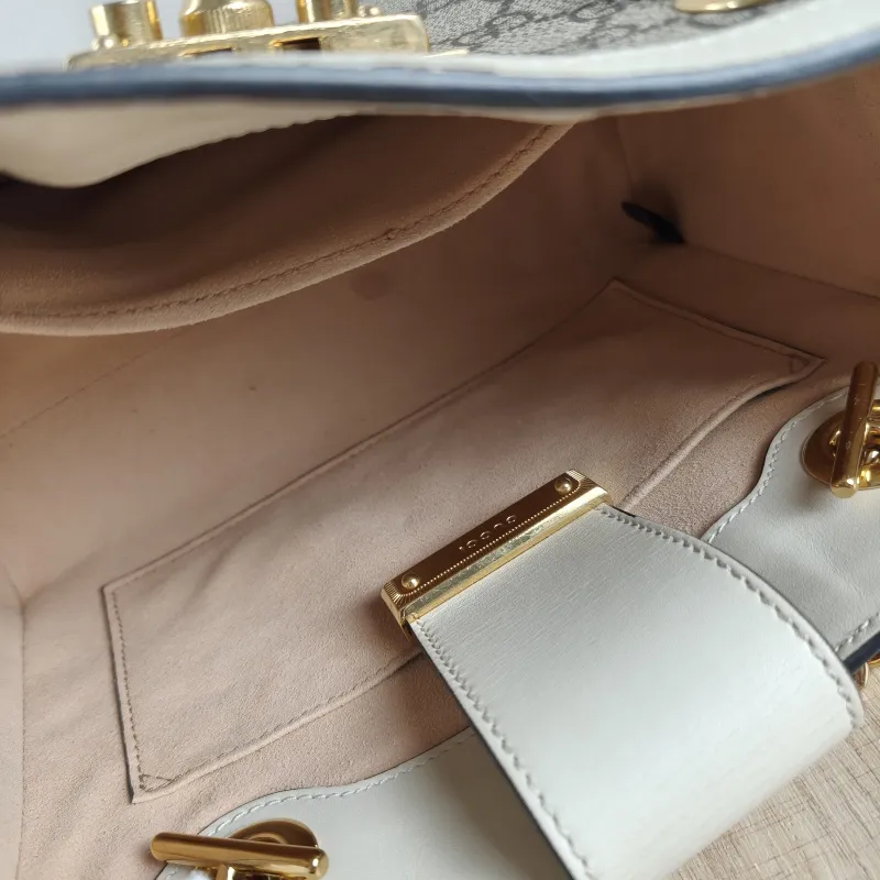 GUCCI Shoulder Bag Padlock Tote White Monogram PVC Medium 26 × 10 × 18 cm — detail view 12 of 12