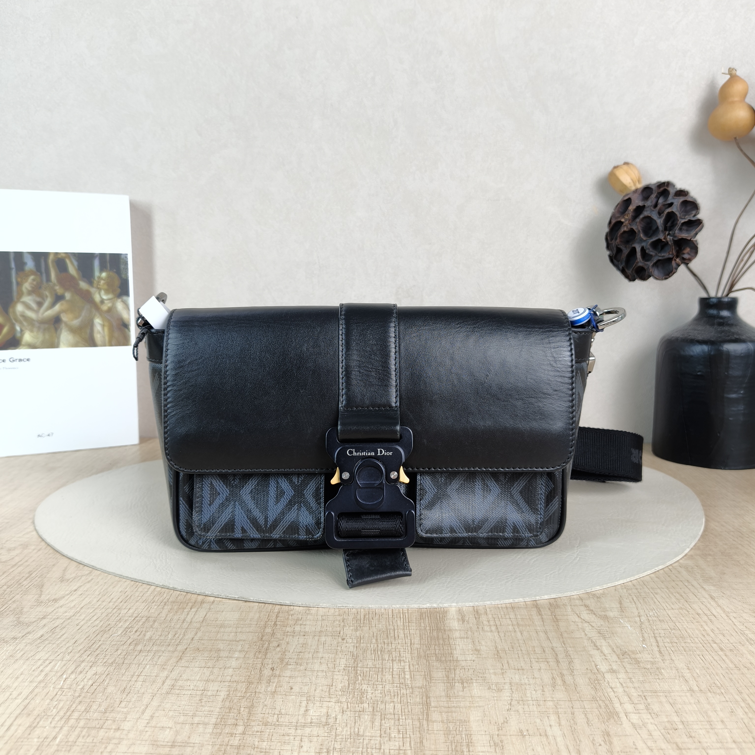 DIOR Crossbody Bag Hit The Road Messenger Bag Black PVC One Size27 × 9 × 17 cm
