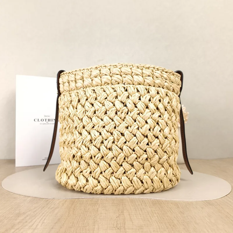 PRADA Shoulder Bag Bucket Bag Brown Woven One Size27 × 14 × 25 cm — cover view 2 of 5