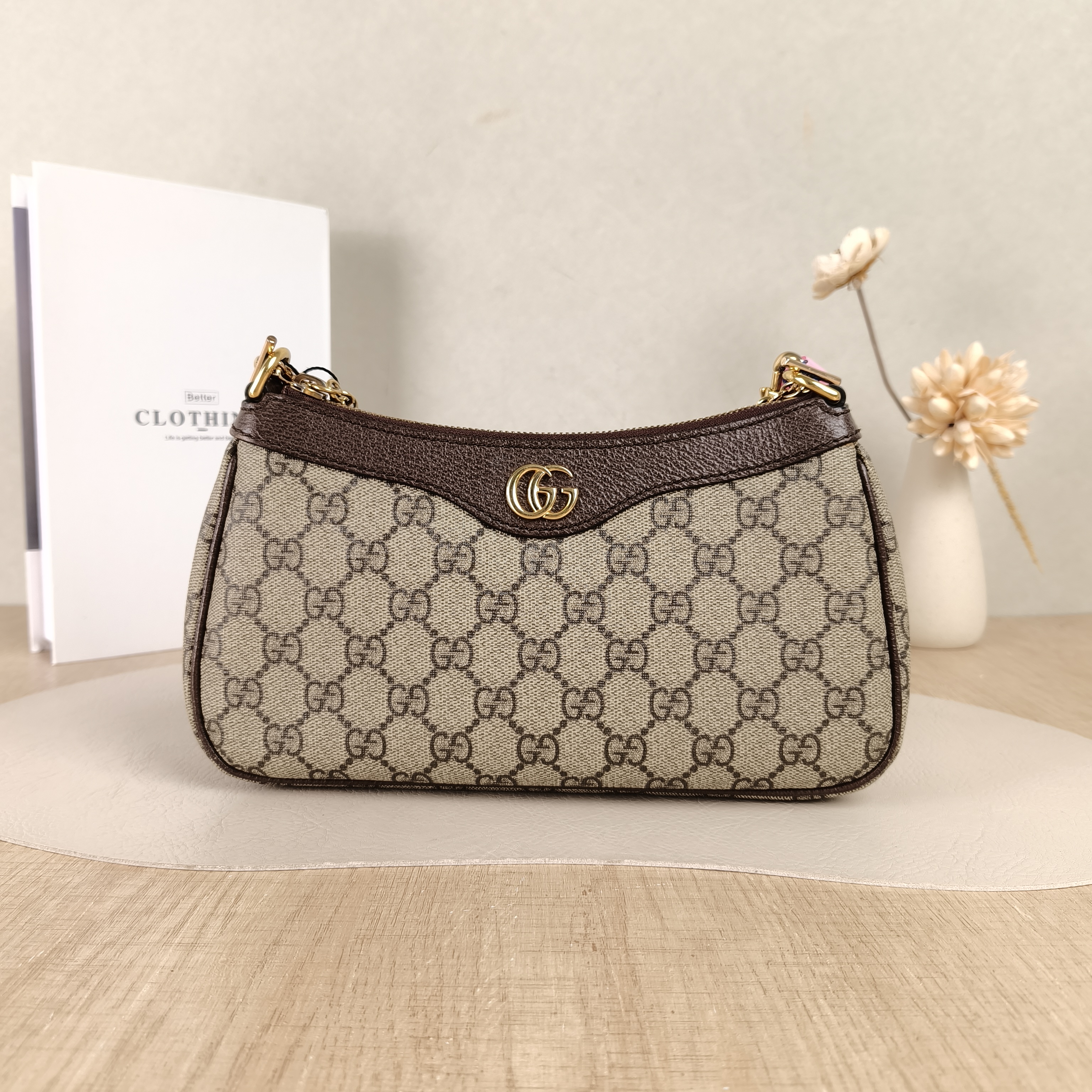 GUCCI Shoulder Bag Ophidia Two Straps Monogram PVC Small25 × 6.5 × 15 cm