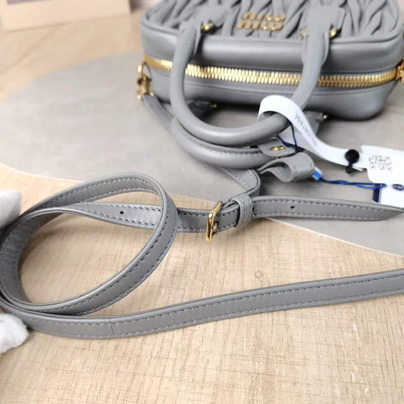 Miumiu Top Handle Bag Arcadie MatelasséCollection Edition Grey Lambskin Small 19 × 6 × 13 cm — detail view 12 of 13