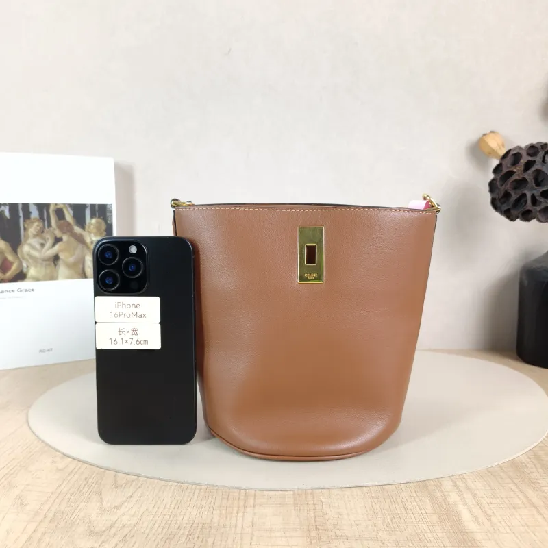 CELINE Crossbody Bag Bucket 16 Bucket Bag Caramel Calfskin Small 16 × 16 × 18 cm — cover view 5 of 5