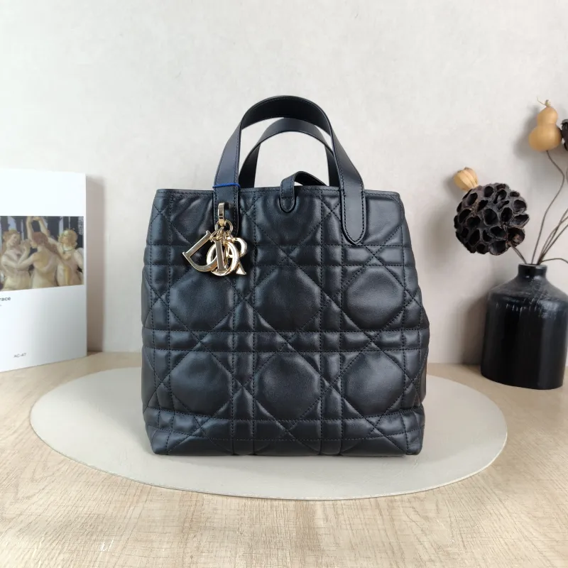 DIOR Top Handle Bag TOUJOURS Edition Black Calfskin Medium 23 × 16 × 24 cm