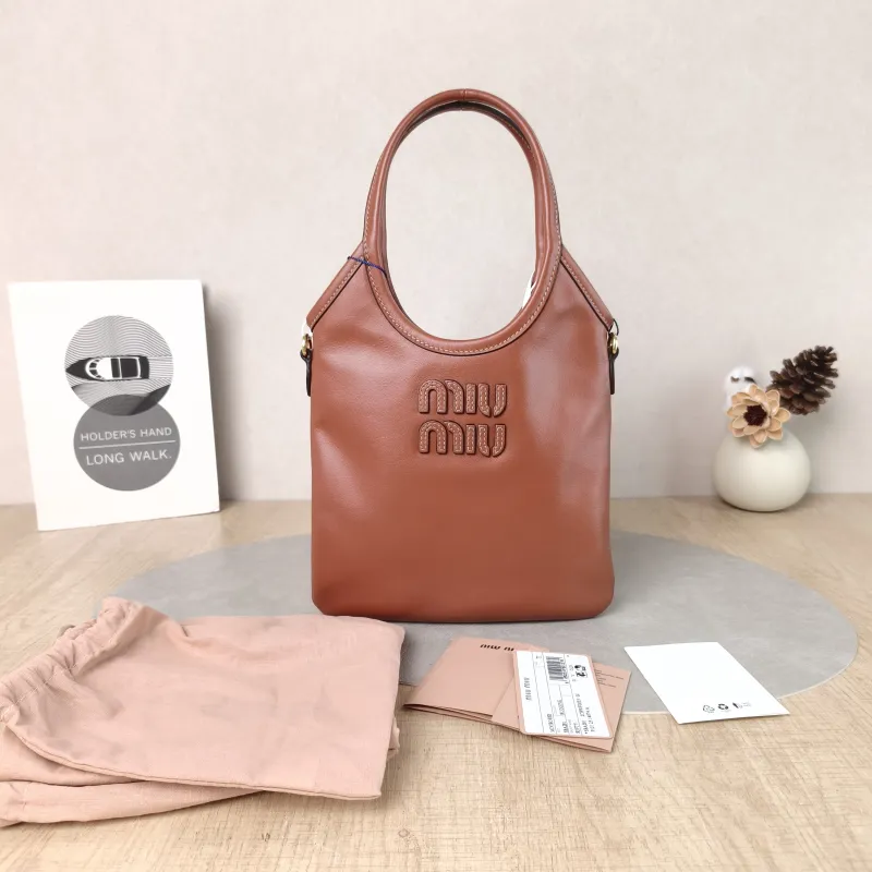 Miumiu Shoulder Bag IVY Tote Shopping Tote Caramel Calfskin Mini 20*24 — cover view 2 of 6