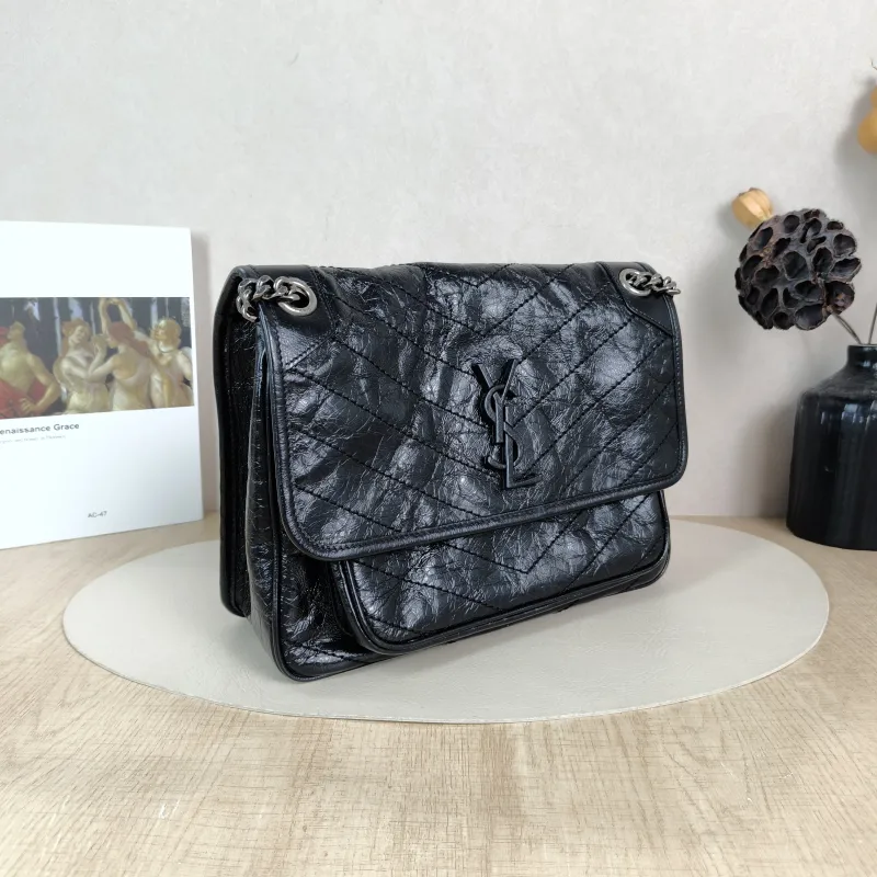 SAINT LAURENT Crossbody Bag Niki D Waxed Leather Calfskin Medium 28 × 8.5 × 20 cm — cover view 3 of 6