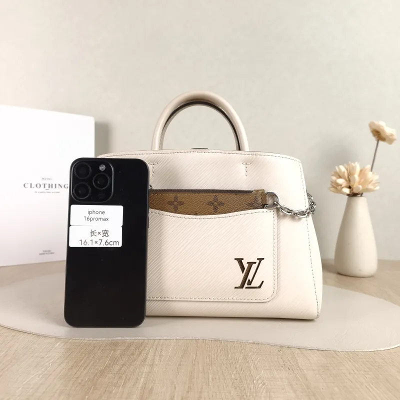 Louis Vuitton Crossbody Bag Marelle Tote Top Handle Bag White Epi Embossed Calfskin BB 25 × 11 × 17 cm — cover view 3 of 6