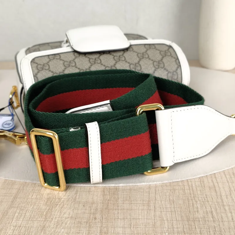 GUCCI Crossbody Bag Horsebit 1955 Horsebit Small White Monogram PVC Small 20.5 × 5 × 14.5 cm — detail view 10 of 13