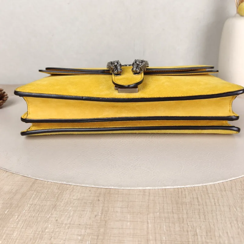 GUCCI Crossbody Bag Dionysus Yellow Suede Medium 28 × 9 × 17 cm — cover view 4 of 5