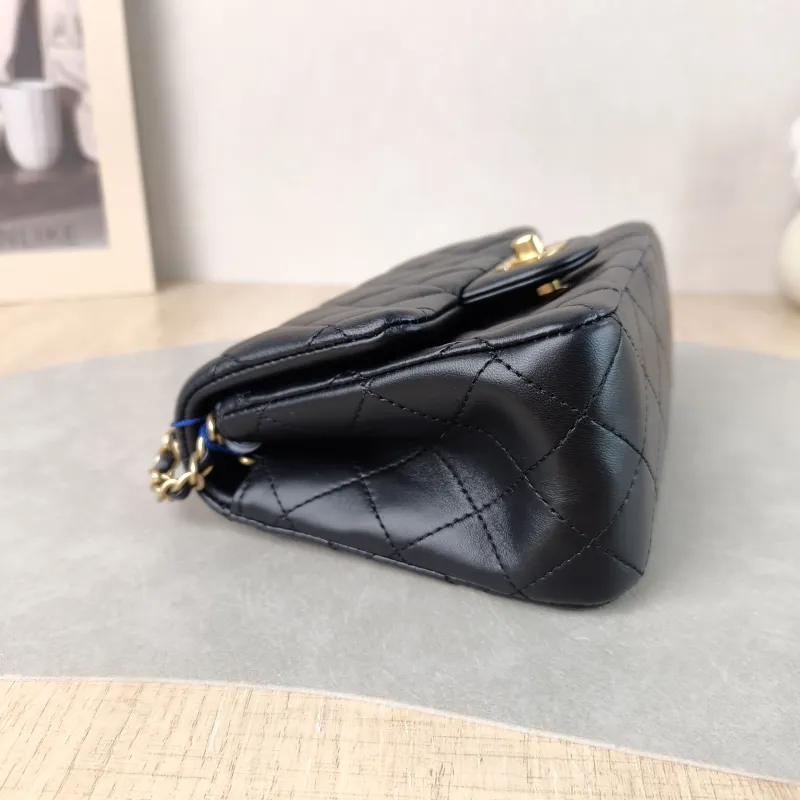 Chanel Crossbody Bag Classic Flap Mini CF Mini Black with Gold-Tone Hardware SL ambskin Mini 17 × 8 × 13.5 cm — detail view 2 of 14