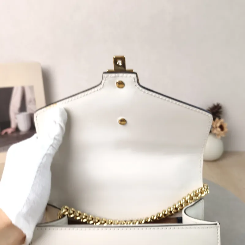 GUCCI Shoulder Bag Sylvie Shoulder Strap Edition White CC alfskin Mini 19 × 8 × 14 cm — detail view 1 of 12