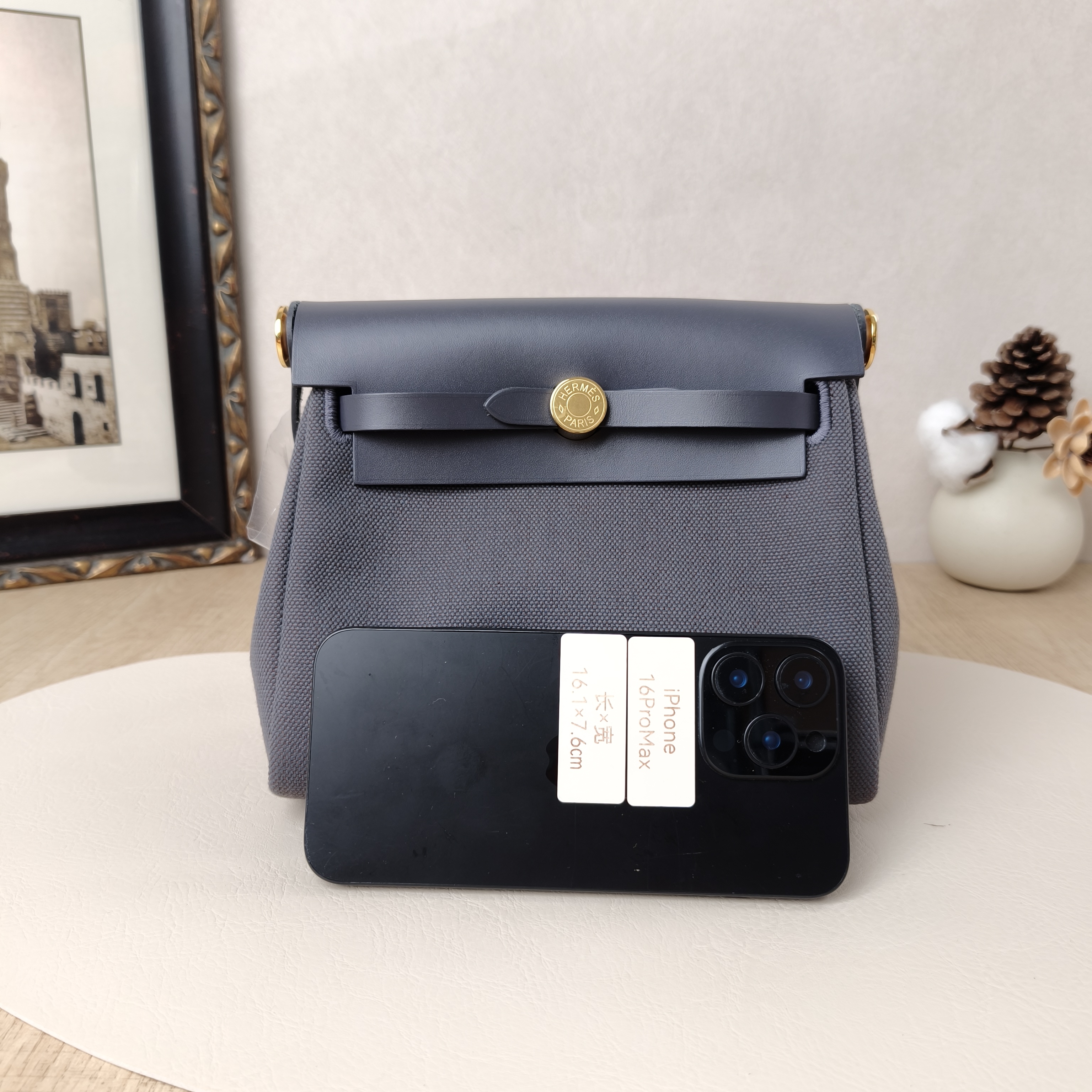 Hermès Crossbody Bag Herbag Zip 20 Calfskin,Canvasmini20.5 × 7 × 16.5 cm — cover view 10 of 11
