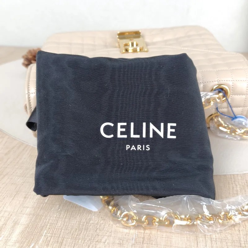 CELINE Crossbody Bag C Bag Chain Bag Beige Calfskin Medium 21.5 × 7 × 15 cm — detail view 3 of 13