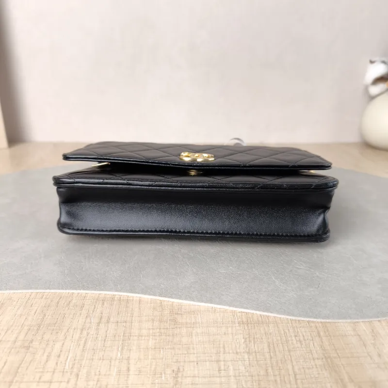 Chanel Crossbody Bag woc Black Lambskin Mini 19.2 × 3.5 × 12.3 cm — cover view 4 of 5