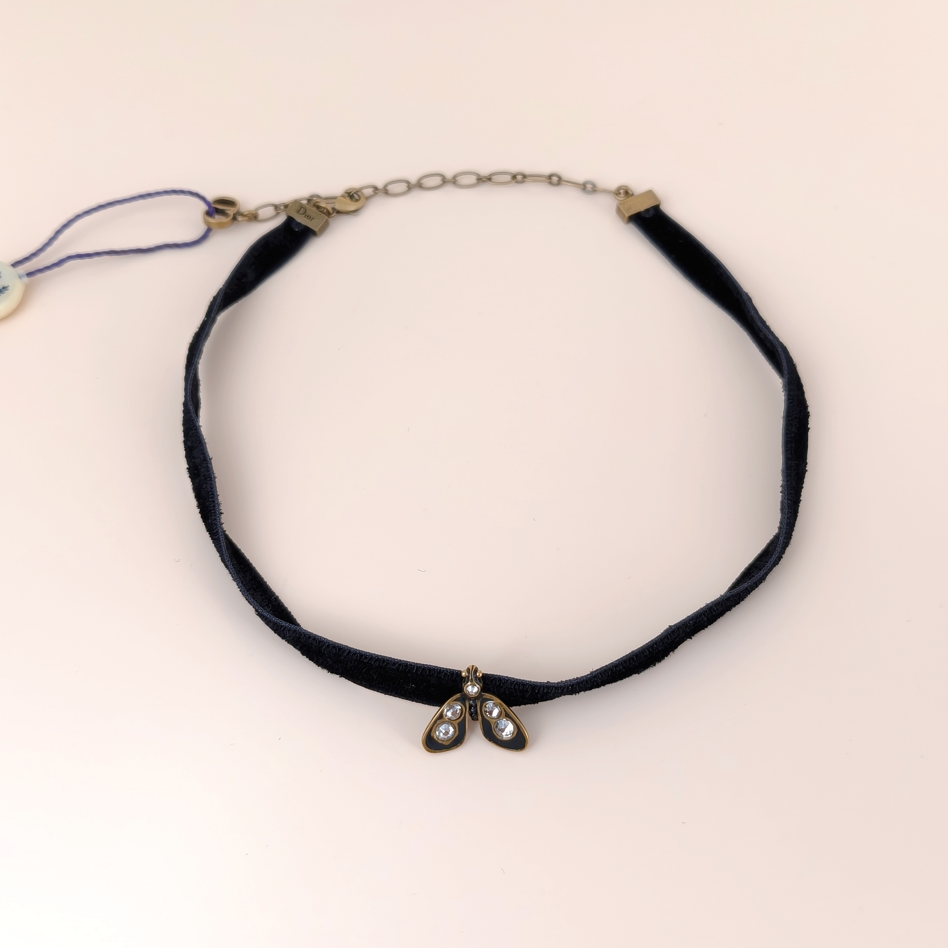 DIOR Necklace Necklacechoker Gold Black Velvet One Size39cm