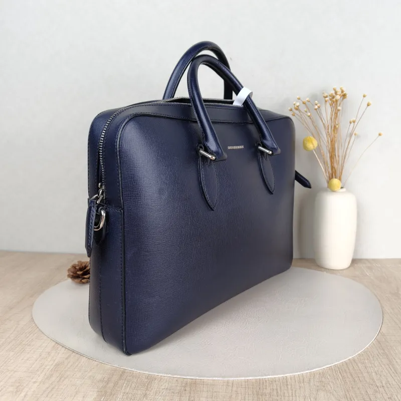 BURBERRY Top Handle Bag Shoulder Bag Blue Calfskin One Size 37 × 7 × 27 cm — cover view 4 of 5
