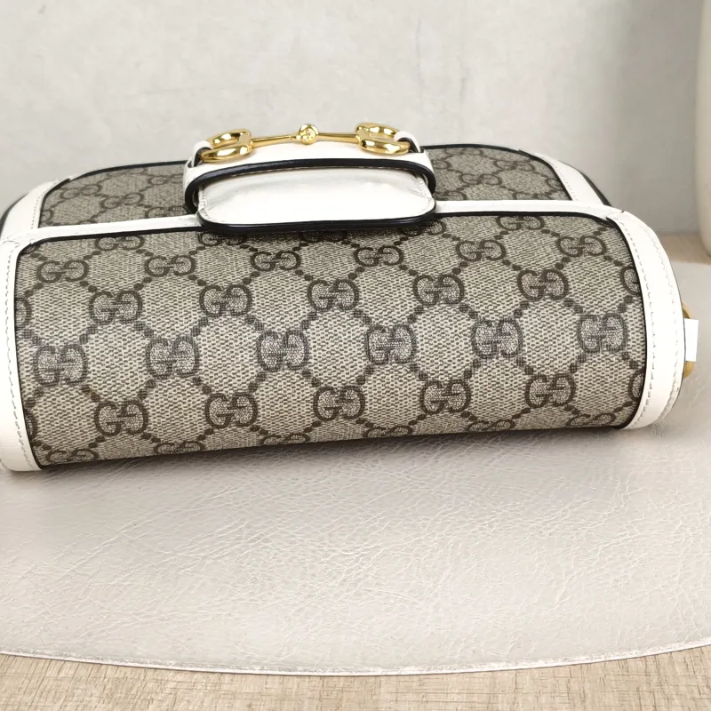 GUCCI Crossbody Bag Horsebit 1955 Horsebit Small White Monogram PVC Small 20.5 × 5 × 14.5 cm — detail view 8 of 13
