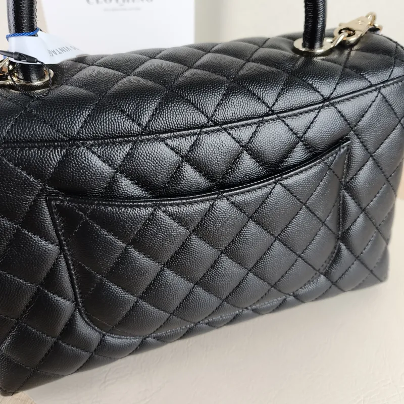Chanel Top Handle Bag Coco Handle​ Black Grained Calfskin Medium 29 × 12 × 18 cm — detail view 12 of 13