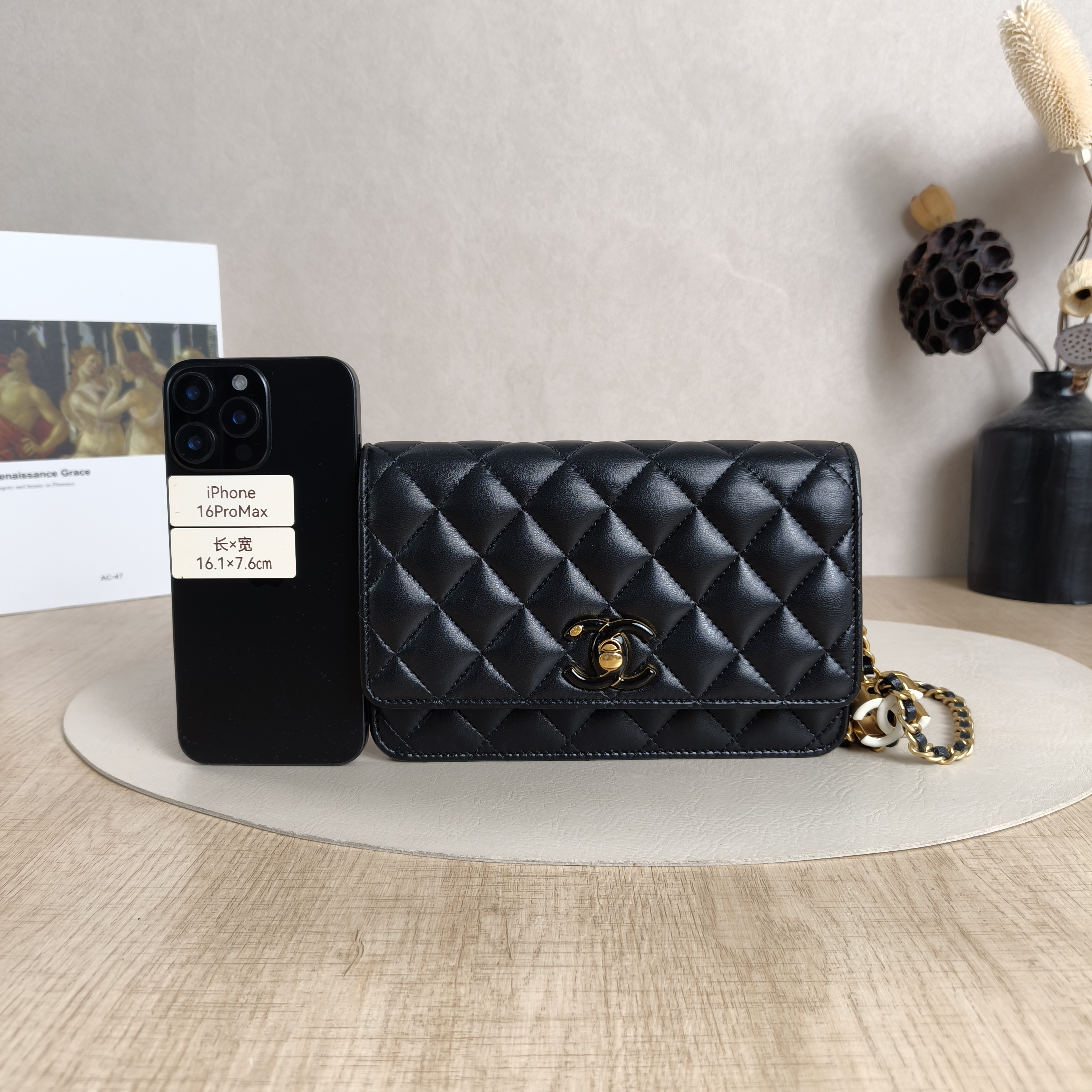 Chanel Crossbody Bag Edition cf woc Black Lambskin 19.2 × 3.5 × 12.3 cm — cover view 3 of 12