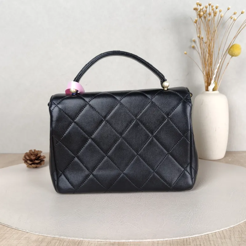 Chanel Crossbody Bag Pearl Crossbody Bag Black Lambskin One Size 21 × 7 × 15 cm — cover view 5 of 5