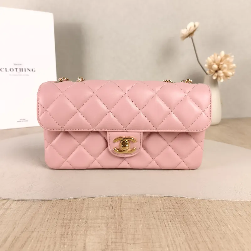 Chanel Crossbody Bag26a Collection Baguette Bag Pink Lambskin Small21.5 × 4 × 12 cm