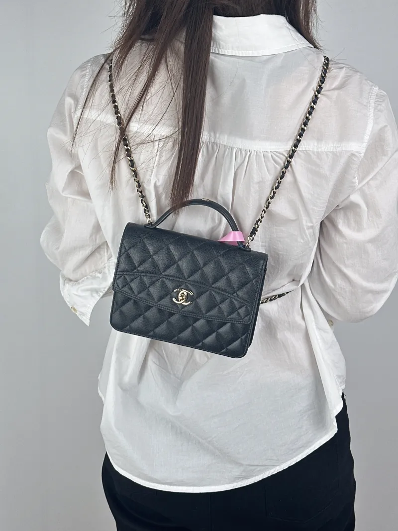 Chanel Backpack Backpack Black Grained Calfskin One Size18.2 × 5 × 14 cm — on-model view 2 of 2